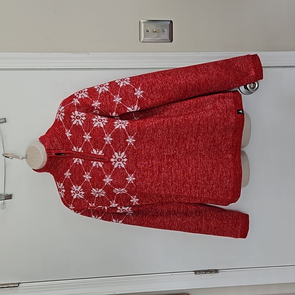 Vintage Icepeak Metallic Snow Flake Sweater Lined Size 12 Finland